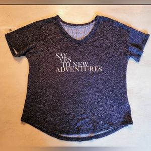 DANSKIN grey  t-shirt. SAY YES TO NEW ADVENTURES small